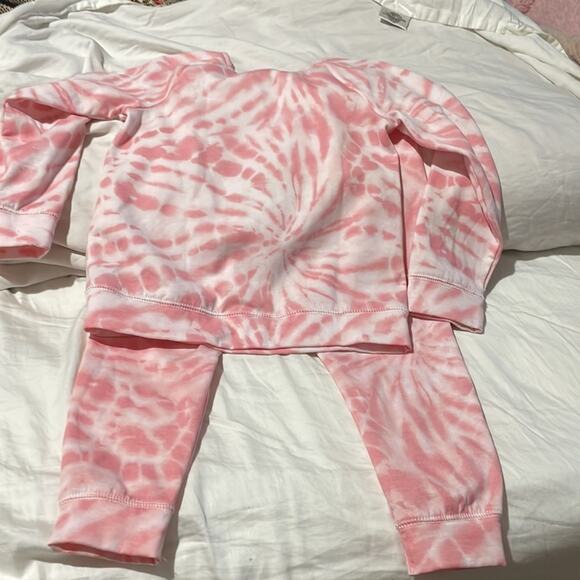 Btween 6 pink white tye dye sweatsuit unicorn glitter facemask worn once euc - Picture 8 of 8